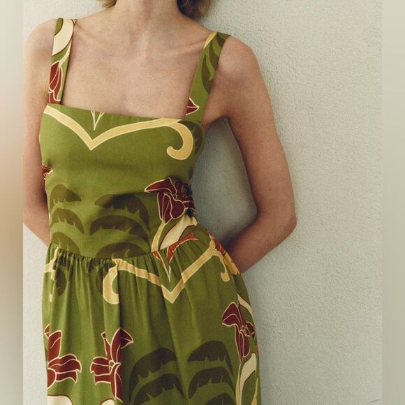 Zara Cotton Printed Midi Dress New - Picture 15 of 16